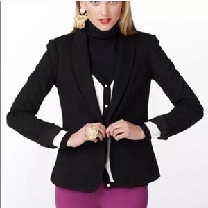 Lilly Pulitzer Leighton Knit Blazer One Button Black Pink Jacket Size Medium
